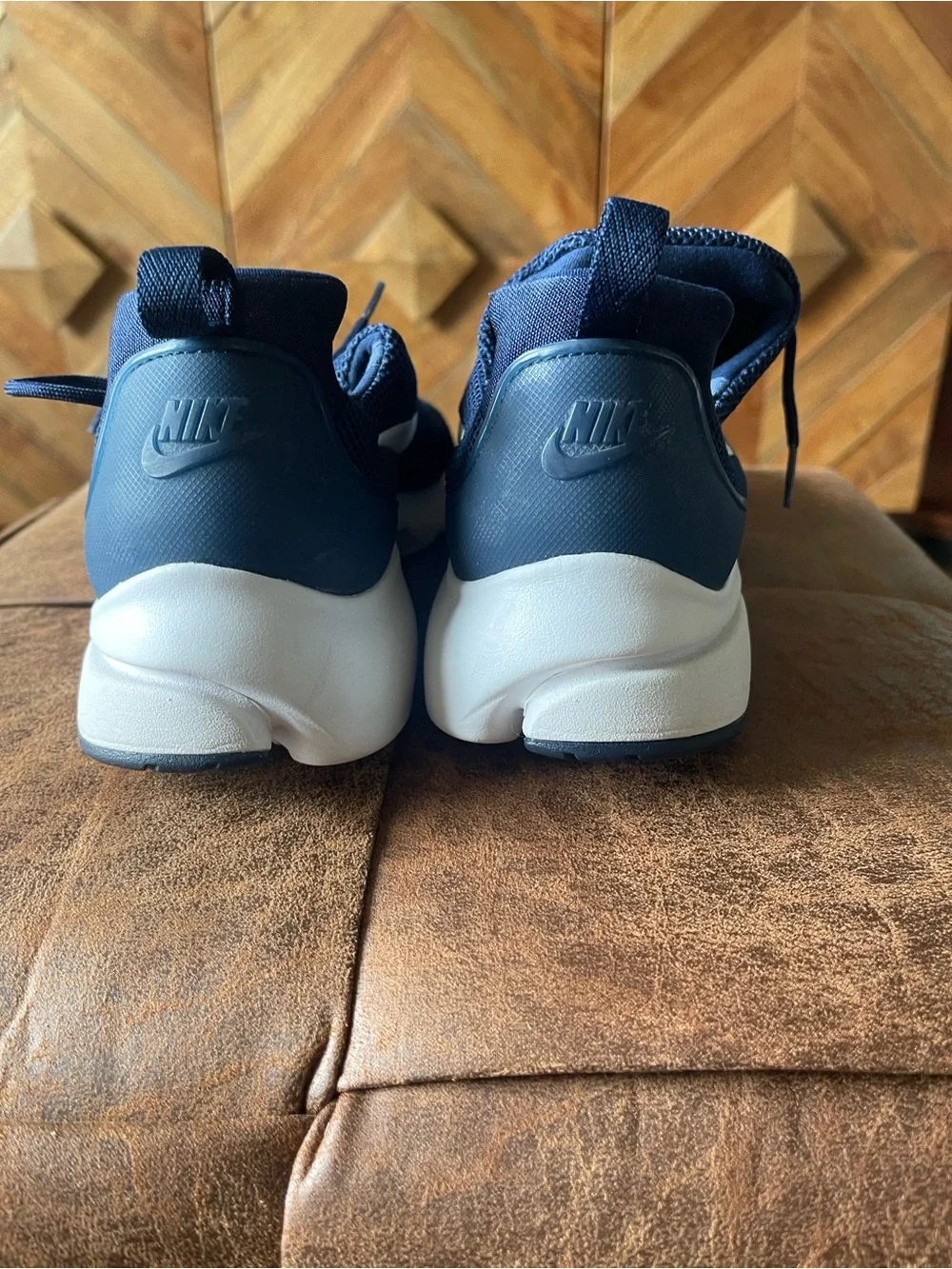 Nike Men’s Navy Blue Mesh Sneakers with White Swoosh